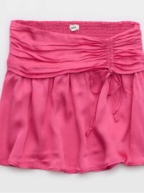 aerie Hot Pink Ruched Drawstring Mini Skirt